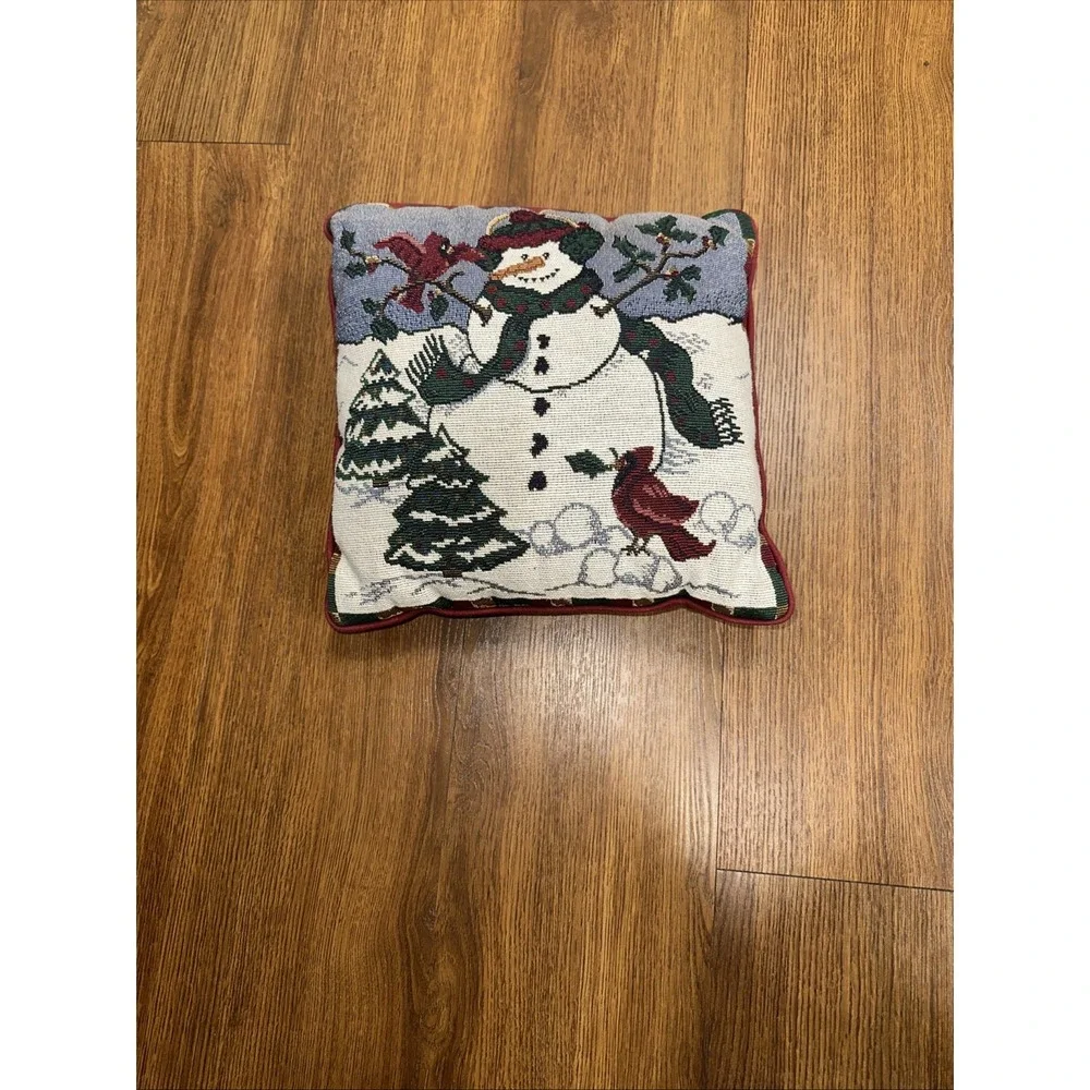 Vintage Snowman‎ Tapestry Throw Pillow 10